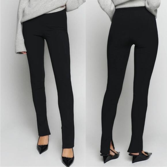 Reformation Graham High Rise Skinny Ankle Zip Ponte Knit Pants: Black size XS - Picture 2 of 9